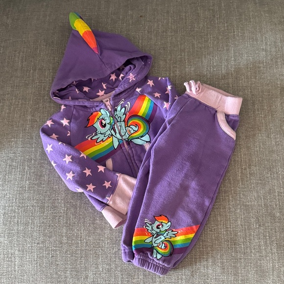 My Little Pony Other - My Little Pony Purple Kids Bottoms with Rainbow Hoodie Set